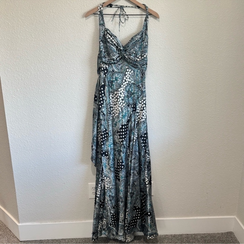 VTG Y2K Georgiou Beaded Maxi Dress Paisley Babydoll Satin Fairy Whimisgoth Gown